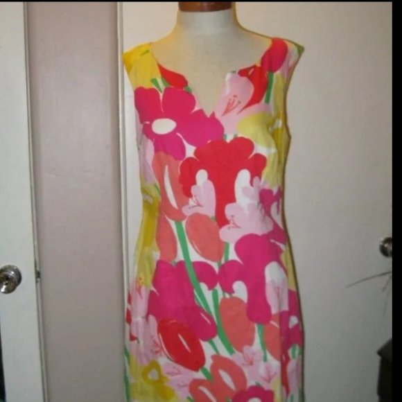 ❤️LILLY PULITZER FLORAL MIDI DRESS SZ 8 - Picture 1 of 6